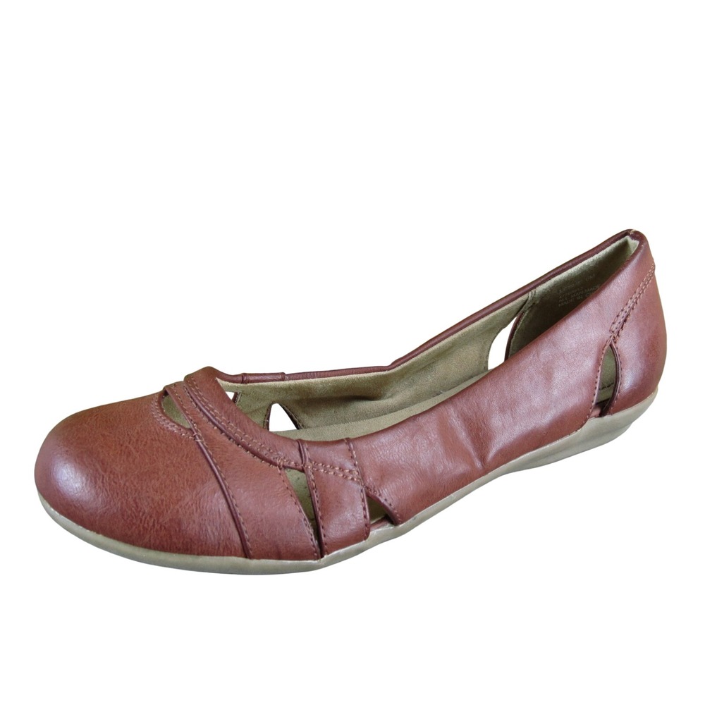 Great Northwest Leslie Women 8 Brown Synthetic Cutout Flats Casual Comfort Shoes